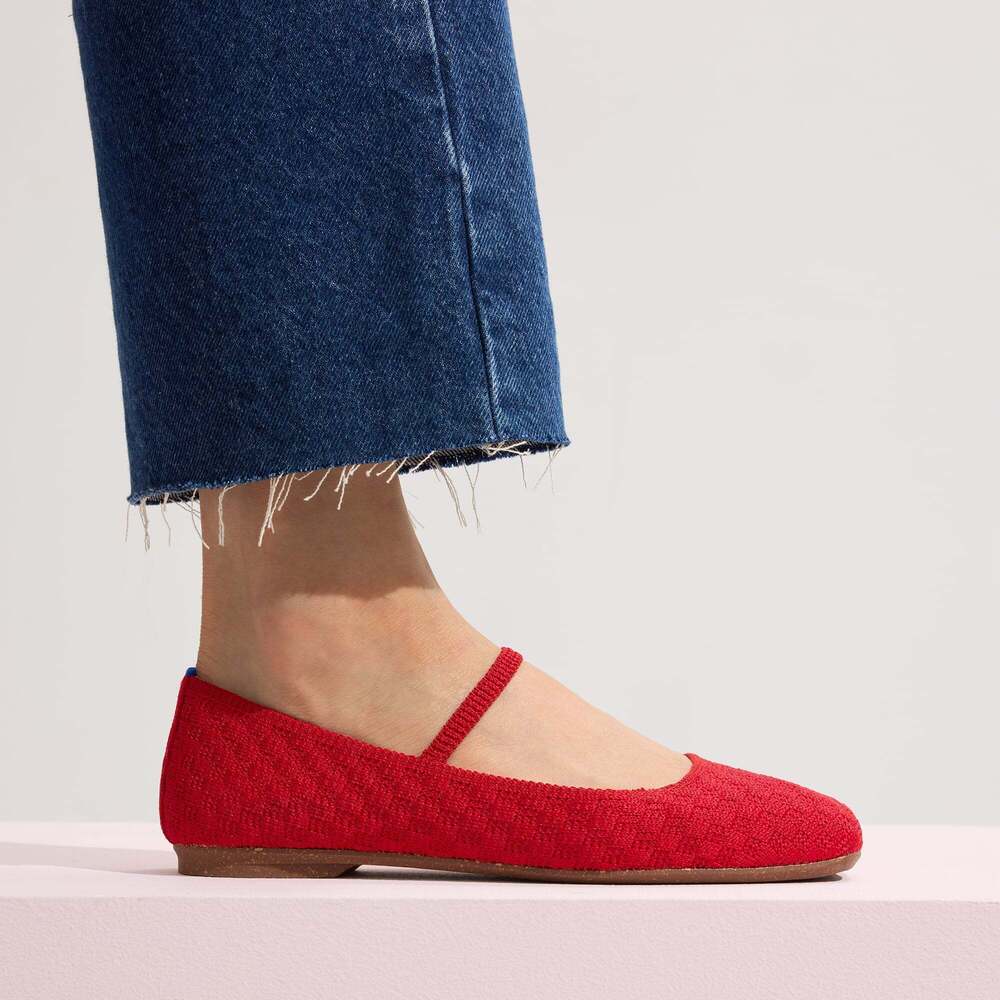 Rothy's The Max Square Mary Jane - Red Crisp Basketweave Size 8 - Picture 2 of 3